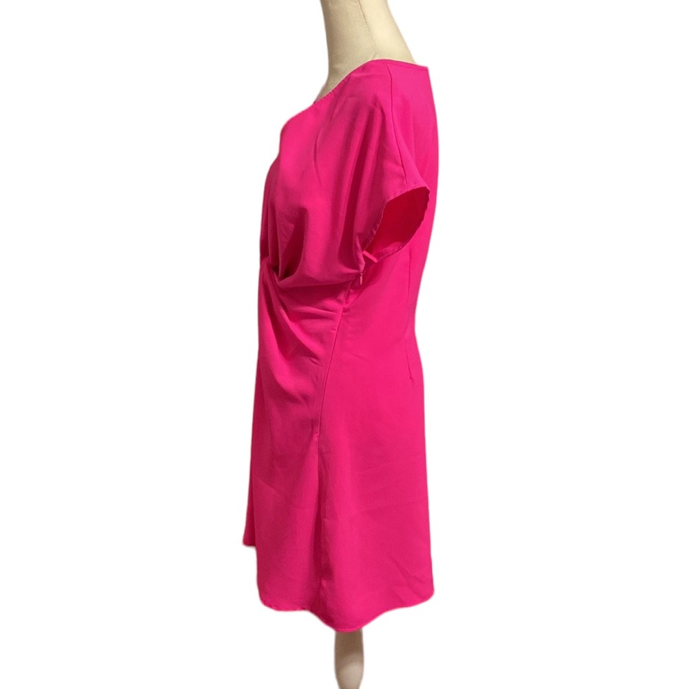 LOVE RICHE hot pink front knot tie cocktail dress size med - Picture 5 of 10